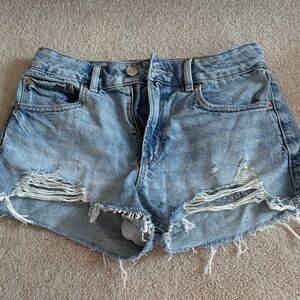 Garage Light Blue Distressed Jean Shorts